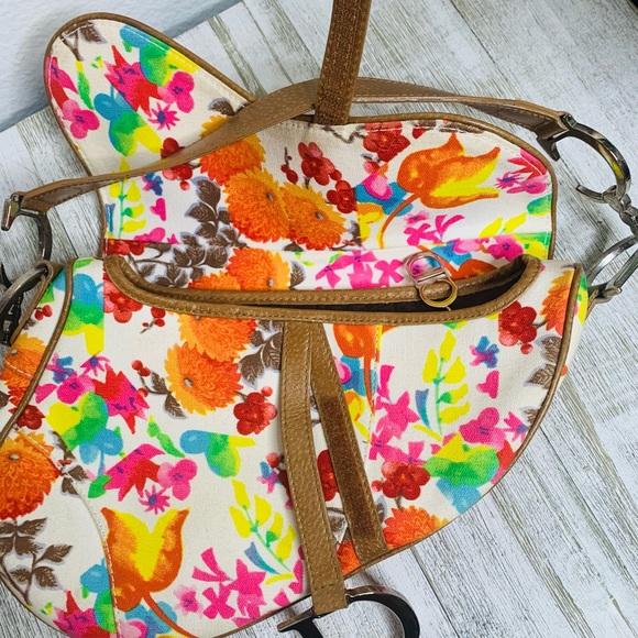 Christian Dior Canvas Floral Saddle Bag - Picture 5 of 6
